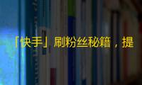 「快手」刷粉丝秘籍，提升个人影响力