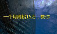 一个月刷粉15万，教你快手升级宝典