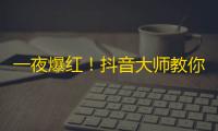 一夜爆红！抖音大师教你如何秒杀粉丝！