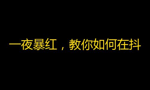 一夜暴红，教你如何在抖音快速增粉！