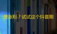 想涨粉？试试这个抖音刷粉方法！