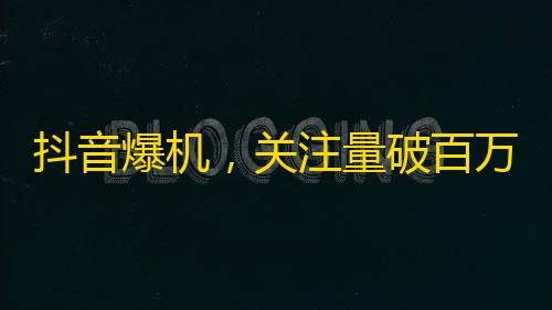 抖音爆机，关注量破百万！新手如何快速增加关注？