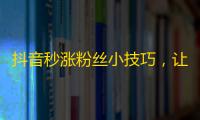 抖音秒涨粉丝小技巧，让你在短时间内增长粉丝数！