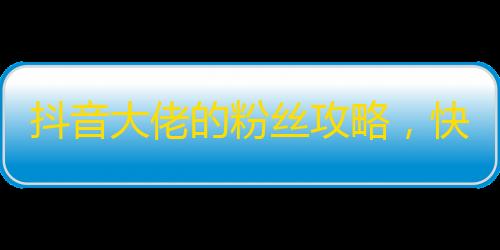 抖音大佬的粉丝攻略，快速增加粉丝的秘诀！