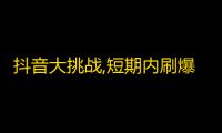 抖音大挑战,短期内刷爆粉丝，快来试试看！