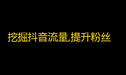 挖掘抖音流量,提升粉丝，吸引更多用户关注！