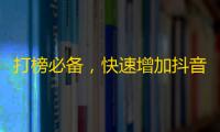 打榜必备，快速增加抖音粉丝，走上人生巅峰！