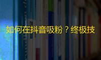 如何在抖音吸粉？终极技巧来袭！