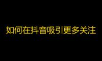 如何在抖音吸引更多关注？提供三个小技巧让你快速增加粉丝！