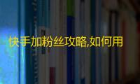 快手加粉丝攻略,如何用最简单的方法增加大量粉丝？